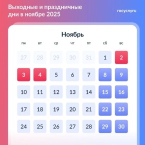 Рабочие и праздничные дни в ноябре 2025 года