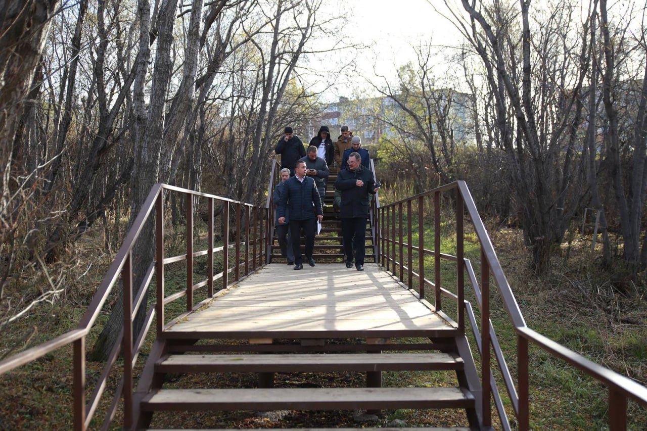 Краевой депутат Владимир Агеев и мониторинговая группа проверили качество новой экологической пешеходной тропы от парка Победы до автобусной остановки на улице Академика Королёва в Петропавловске-Камчатском