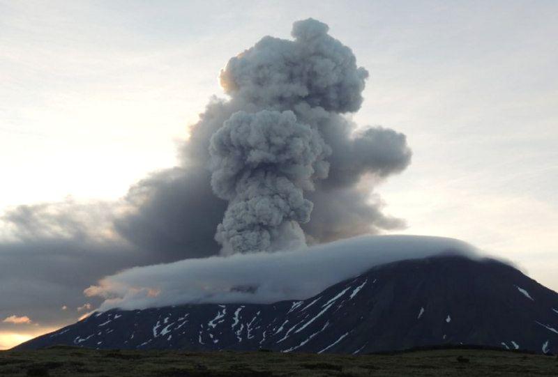 На Камчатке вулкан Крашенинников выбросил пепел на высоту 2,5 километра