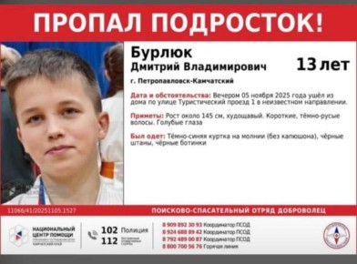 В Петропавловске-Камчатском разыскивают подростка