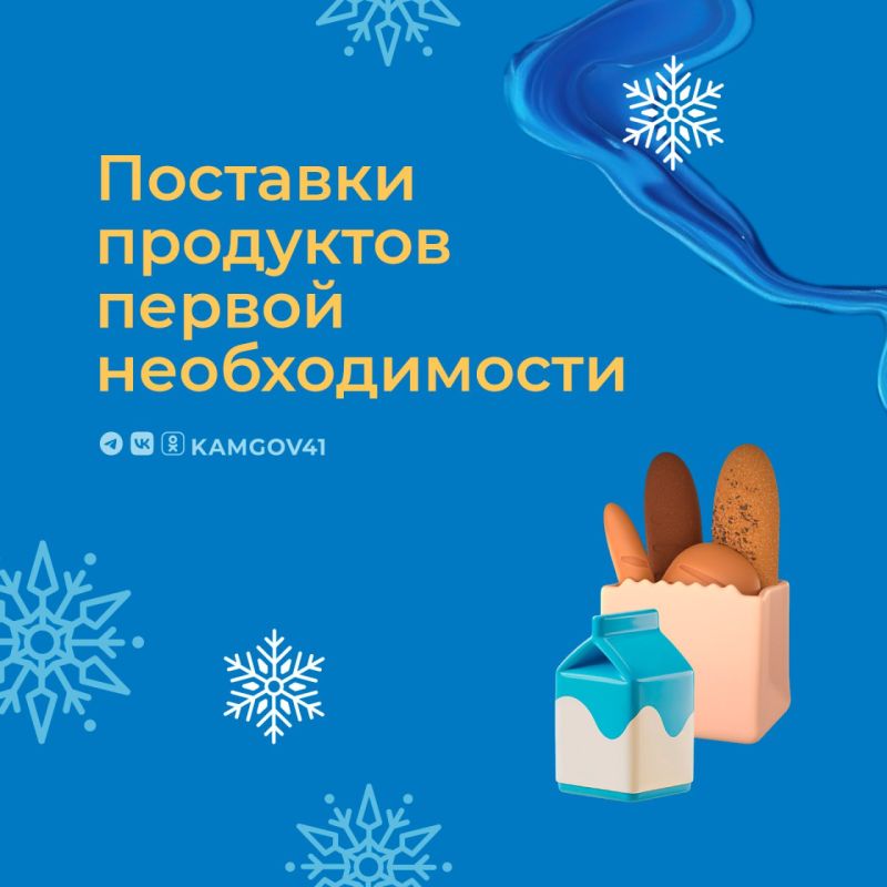 Поставки продуктов первой необходимости — хлеба и молока — осуществлены в доступные торговые точки Петропавловска-Камчатского и Елизовского округа