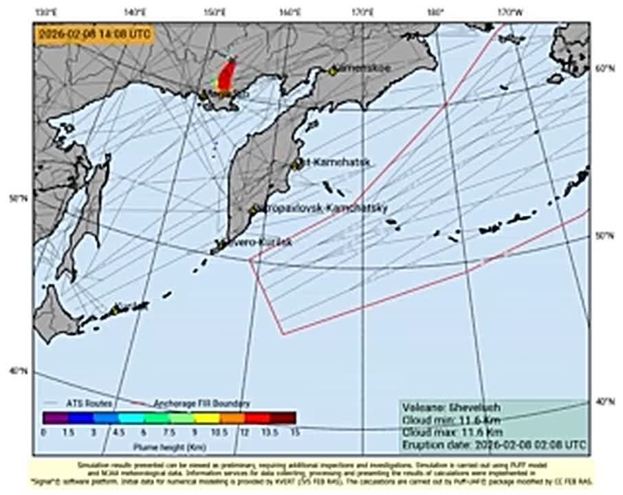 Пепел от вулкана Шивелуч может накрыть четыре округа Камчатки