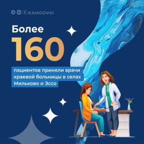 Мобильная бригада Камчатской краевой больницы в составе пяти узких специалистов приняла порядка 160 пациентов в селах Мильково и Эссо и дала рекомендации по дальнейшему лечению