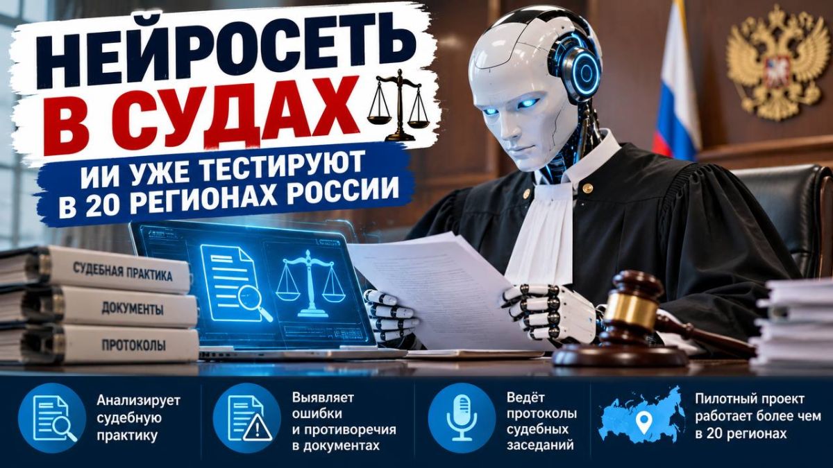 НЕЙРОСЕТЬ В СУДАХ: ИИ УЖЕ ТЕСТИРУЮТ В 20 РЕГИОНАХ РОССИИ