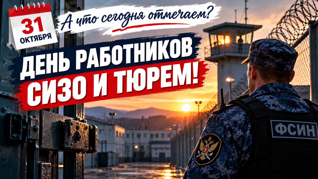 А ЧТО СЕГОДНЯ ОТМЕЧАЕМ?. 31 октября — День работников СИЗО и тюрем! За высокими стенами и закрытыми дверями есть своя сложная система, которая должна работать круглосуточно
